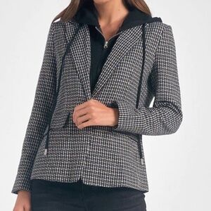 Elan Harper Hoodie Blazer Plaid